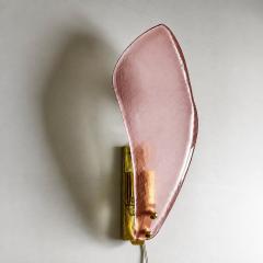 Elegant Pink Sanded Leaf Murano Glass Wall Sconces Set of 4 - 4754836