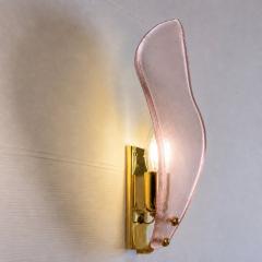 Elegant Pink Sanded Leaf Murano Glass Wall Sconces Set of 4 - 4754838