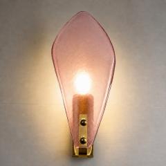 Elegant Pink Sanded Leaf Murano Glass Wall Sconces Set of 4 - 4754840