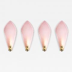 Elegant Pink Sanded Leaf Murano Glass Wall Sconces Set of 4 - 4759304