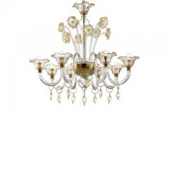 Elegant Romantic Murano Glass Chandelier With Floral Accents - 4630011