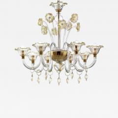 Elegant Romantic Murano Glass Chandelier With Floral Accents - 4634520