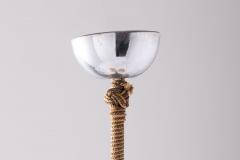 Elegant Scandinavian Pendant Lamp 1960s in Polished Nickel with Danish Cord - 3354958