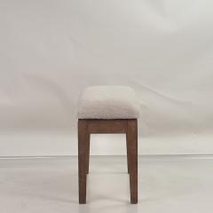 Elegant Small French 40s Cerused Oak and Shearling Bench - 4551207