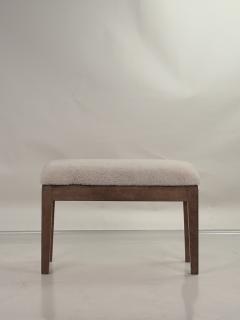Elegant Small French 40s Cerused Oak and Shearling Bench - 4551209