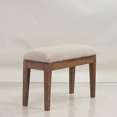 Elegant Small French 40s Cerused Oak and Shearling Bench - 4551211