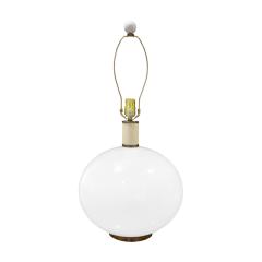 Elegant Table Lamp in White Glass with Brass Base 1960s - 1272364