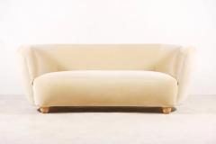 Elegant Three Seat Danish Curved Sofa 1940s New Velvet Upholstery - 3033624