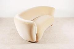 Elegant Three Seat Danish Curved Sofa 1940s New Velvet Upholstery - 3033640