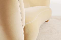 Elegant Three Seat Danish Curved Sofa 1940s New Velvet Upholstery - 3033795