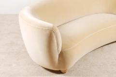 Elegant Three Seat Danish Curved Sofa 1940s New Velvet Upholstery - 3033796