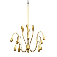 Elegant Tulip Arm Chandelier in Brass 1950s - 2533149