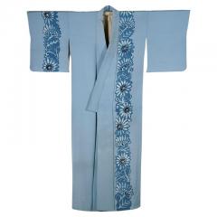 Elegant Vintage Japanese Silk Kimono with Shibori Band Design - 3081379