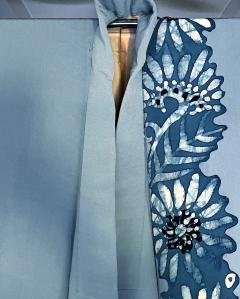Elegant Vintage Japanese Silk Kimono with Shibori Band Design - 3081381