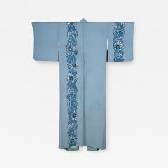 Elegant Vintage Japanese Silk Kimono with Shibori Band Design - 3081900