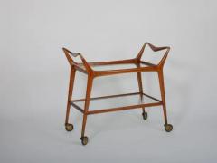 Elegant bar cart in walnut Italy c1950 - 3984551