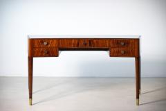 Elegant desk in striped walnut with 5 drawers on the front turned legs - 3074431