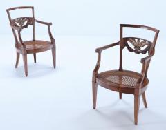 Elegant pair of Italian walnut and gilt armchairs circa 1820  - 3499478