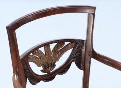 Elegant pair of Italian walnut and gilt armchairs circa 1820  - 3499485