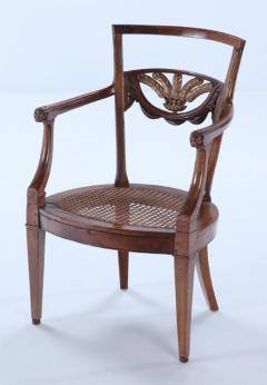 Elegant pair of Italian walnut and gilt armchairs circa 1820  - 3499486