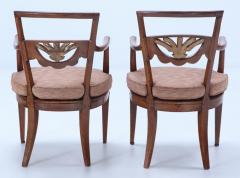 Elegant pair of Italian walnut and gilt armchairs circa 1820  - 3499487