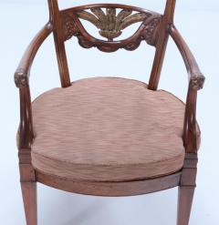 Elegant pair of Italian walnut and gilt armchairs circa 1820  - 3499488