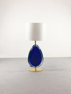 Elegant pair of glass and brass table lamps - 878718