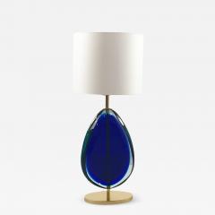 Elegant pair of glass and brass table lamps - 879523
