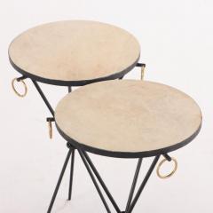 Elegant pair of iron drinks tables in manner of Jean Michel Frank Contemporary  - 3728403