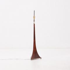 Elegant rosewood and bronze table lamp with shade circa 1960 - 3728908