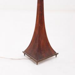 Elegant rosewood and bronze table lamp with shade circa 1960 - 3728911