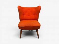 Elias Svendberg Rare Easy Chair Wood Red Fabric Sweden 1940s - 4694412