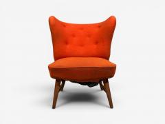 Elias Svendberg Rare Easy Chair Wood Red Fabric Sweden 1940s - 4694414