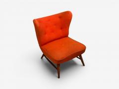 Elias Svendberg Rare Easy Chair Wood Red Fabric Sweden 1940s - 4694416