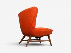 Elias Svendberg Rare Easy Chair Wood Red Fabric Sweden 1940s - 4694420
