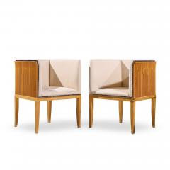 Eliel Saarinen Eliel Saarinen for Arkitektura Saarinen House Maple Arm Lounge Chairs Pair - 4563567