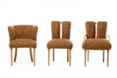 Eliel Saarinen Set of 12 Eliel Saarinen Mid Century Modern Dining Chairs in Curly Camel Fabric - 3928386