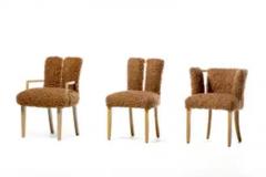 Eliel Saarinen Set of 12 Eliel Saarinen Mid Century Modern Dining Chairs in Curly Camel Fabric - 3928387