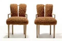 Eliel Saarinen Set of 12 Eliel Saarinen Mid Century Modern Dining Chairs in Curly Camel Fabric - 3928394