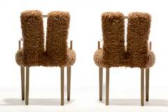 Eliel Saarinen Set of 12 Eliel Saarinen Mid Century Modern Dining Chairs in Curly Camel Fabric - 3928397