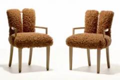 Eliel Saarinen Set of 12 Eliel Saarinen Mid Century Modern Dining Chairs in Curly Camel Fabric - 3928403