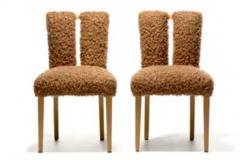 Eliel Saarinen Set of 12 Eliel Saarinen Mid Century Modern Dining Chairs in Curly Camel Fabric - 3928415