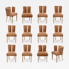 Eliel Saarinen Set of 12 Eliel Saarinen Mid Century Modern Dining Chairs in Curly Camel Fabric - 3930898