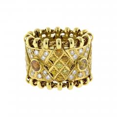 Elizabeth Gage ELIZABETH GAGE AGINCOURT WHITE AND YELLOW DIAMOND FLEXIBLE RING - 2813157