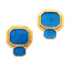 Elizabeth Locke Elizabeth Locke Blue Venetian Glass Intaglio Earrings - 4558747