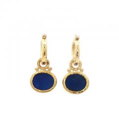 Elizabeth Locke Elizabeth Locke Hoop Earrings with Lapis Charms - 4415486