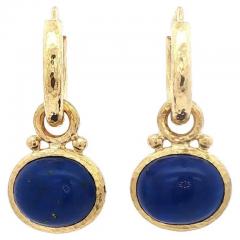 Elizabeth Locke Elizabeth Locke Hoop Earrings with Lapis Charms - 4439872