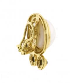 Elizabeth Locke Elizabeth Locke Mab Pearl Sapphire Earrings - 2622496