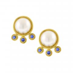 Elizabeth Locke Elizabeth Locke Mab Pearl Sapphire Earrings - 2626102