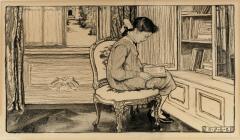 Elizabeth Shippen Mrs Huger Elliott Green Studious Girl Reading a Book Womens Education Female Illustrator - 3431171